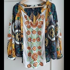 Anthropologie Kas New York Embroidered Top